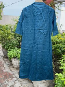 Teal Blue Printed Kurta