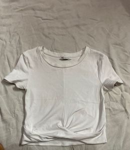Zara White Cropped Tee