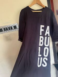 dark grey colour stretchable knee length top