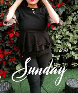 Black peplum top streachable