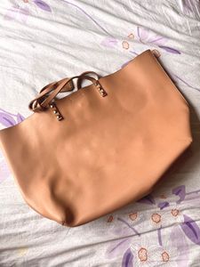 Stylish Tan Tote Bag with Studs