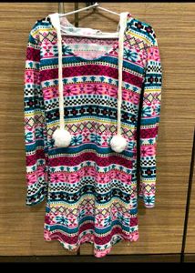 Colorful Long Sleeve Mini Dress