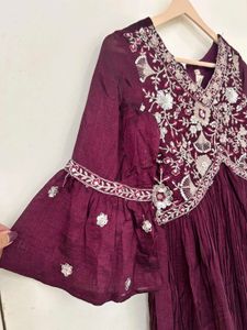 Elegant Embroidered Maroon Gown