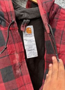 Red Plaid Hoodie Jacket