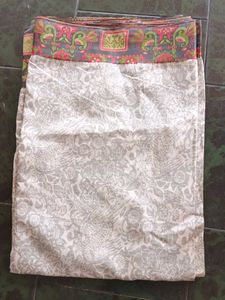 Elegant Grey Saree with Floral Border