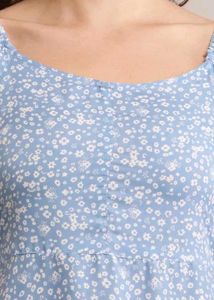 Chic Blue Floral Midi Dress