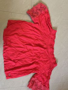 Coral Off-Shoulder Top