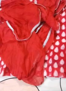 Red &amp; White Kurta Set