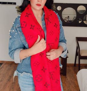 Authentic Louis Vuitton Red Wool Logomania Scarf