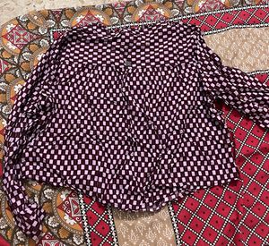 Chic Burgundy Checkerboard Top