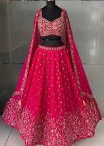 Stunning Pink Embroidered Lehenga Choli