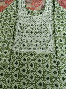 Green Printed Kurta Set