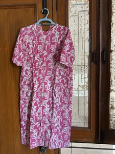 Pink Face Print Kurta