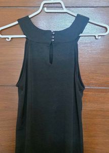 Elegant Black Embellished Neckline Dress