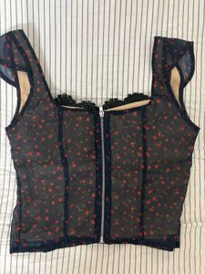 Floral Mesh Corset Top