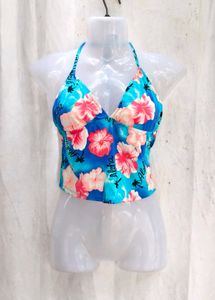 I. Aloha Floral Halter Bikini Top