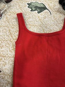 Red Ribbed Tank Top