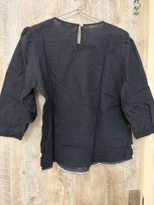 Black Embroidered Cotton Blouse