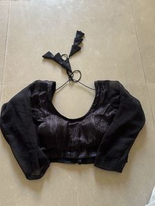 Elegant Black Blouse with Sheer Sleeves