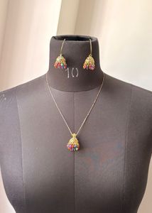 Invisible chain Jhumka Necklace & Earring Set