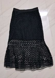Elegant Black Crochet Skirt