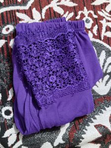 Purple Lace Trim Leggings