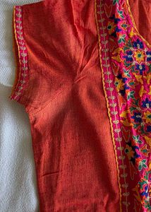 Embroidered Orange Kurta