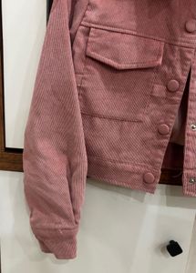 Pink Corduroy Cropped Jacket