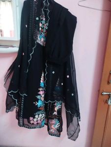 Embroidered Black Kurta Set
