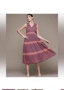 LABEL RITU KUMARFloral Print V-neck Fit & Flare Dr