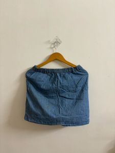 Denim Button-Front Skirt
