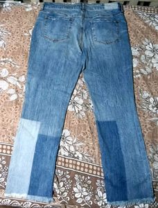 Patchwork Distressed Denim Jeans