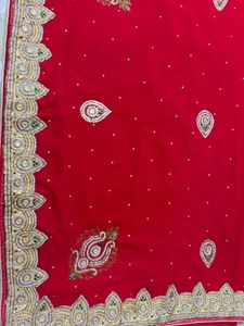 Red Heavywork Embroidered Saree
