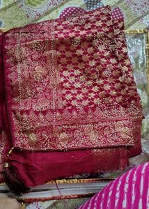 new pure dola burnt red  Silk Saree