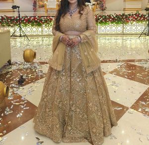 Stunning Golden Embellished Lehenga Choli Set
