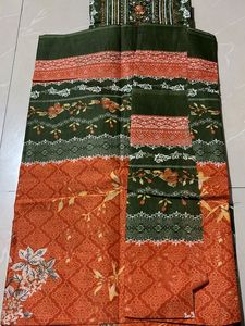 Green Embroidered Dress Material