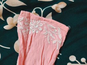 Peach Embroidered Kurta