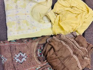 Beautiful Yellow and Brown Kurta Set