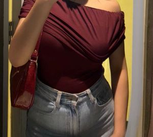 Off-Shoulder Draped Cherry Red Top