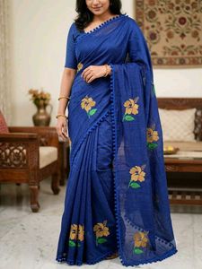 Elegant Blue Floral Saree