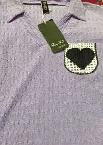Lavender Textured Top with Heart Pocket