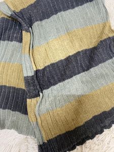 Shimmering Pleated Striped Scarf