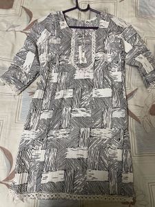 Black & White Printed Kurta