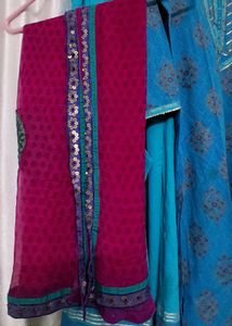 Blue Ethnic Kurta Set with Dupatta