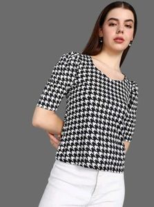 Houndstooth Print Top