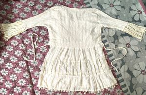 Embroidered Cream Kurta with Colorful Details
