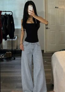 Blue High-Waisted Baggy Flared Jeans