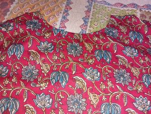 Red Floral Print Cotton Kurti