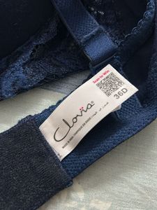 Navy Blue Lace Trim Bra