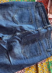 Embroidered Ripped Blue Jeans